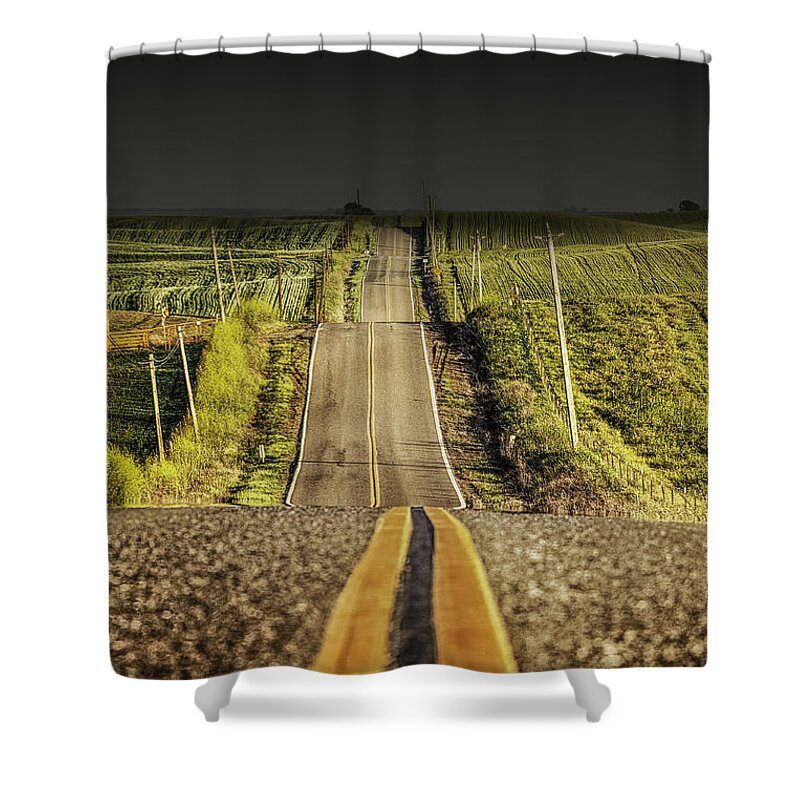 Road Shower Curtain featuring the photograph The Road Rolls On by Don Hoekwater Photography