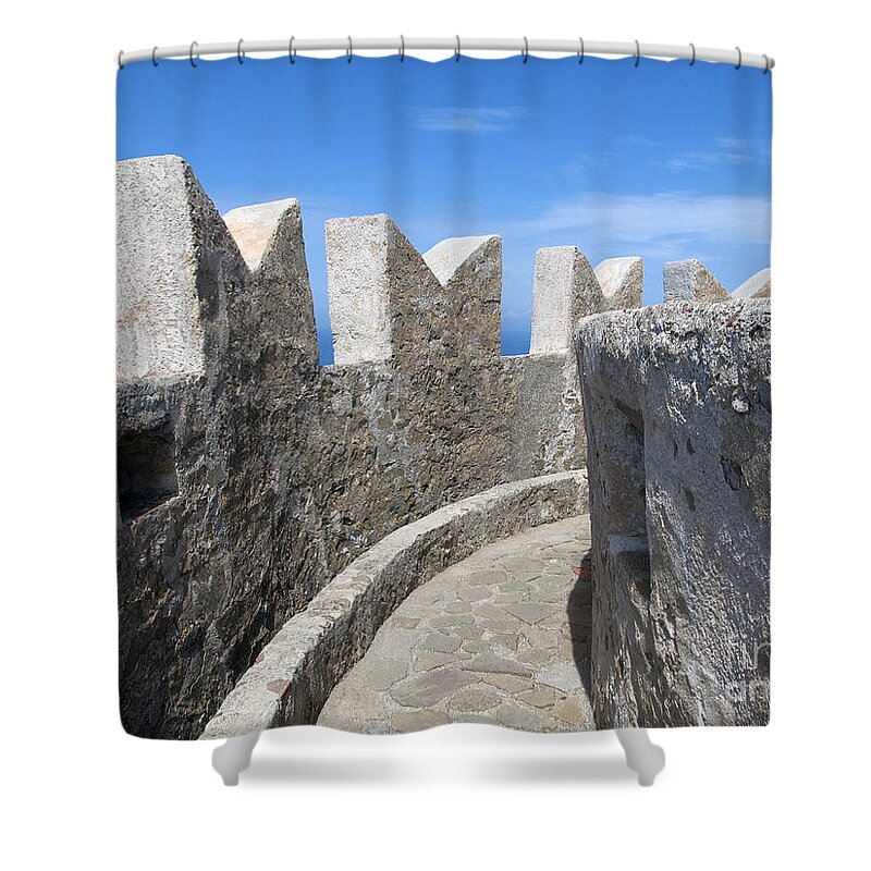 Clouds Shower Curtain featuring the photograph The rocks and the path by Ramona Matei