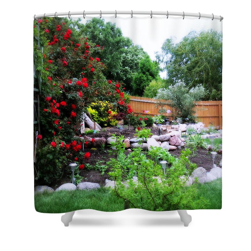 Landscaped Shower Curtain featuring the photograph The Roses Are Blooming by Kay Novy