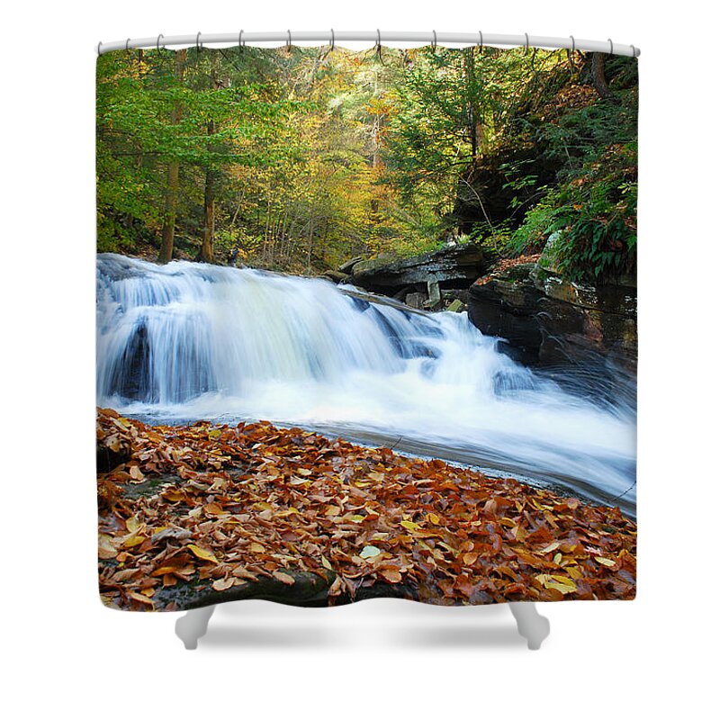 Waterfalls Shower Curtain featuring the photograph The Rushing Waterfall by Crystal Wightman
