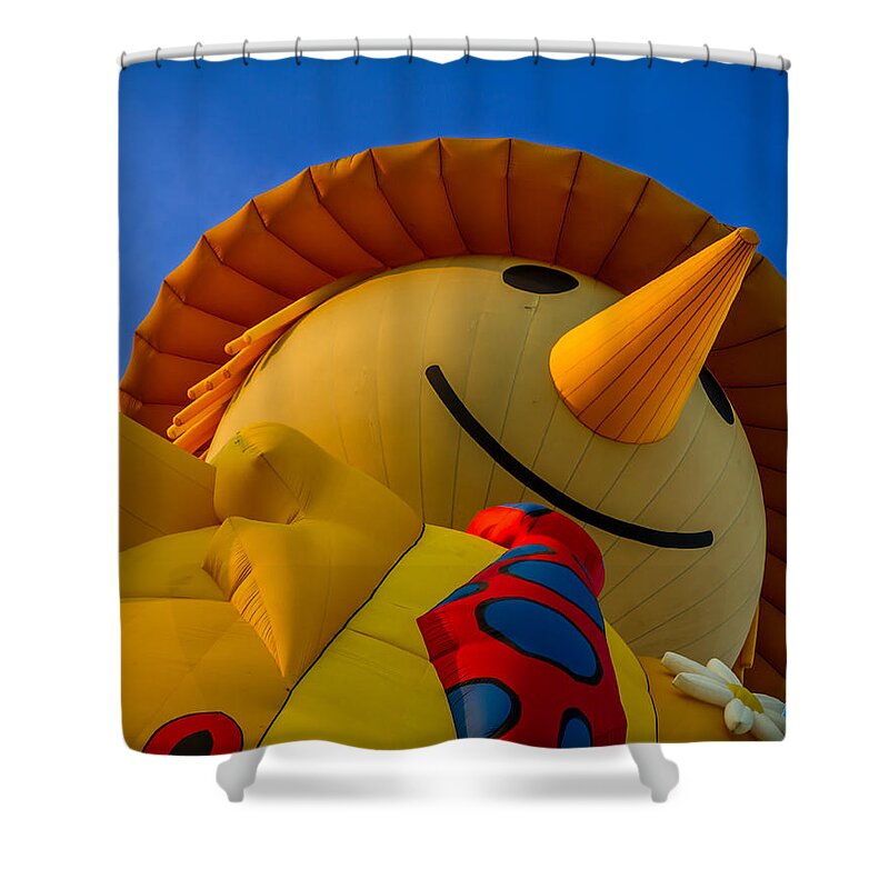 Art Shower Curtain featuring the photograph Smiley Scarecrow Balloon - Hot Air Balloon by Ron Pate