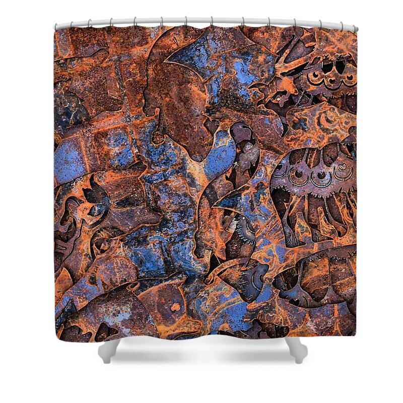 Metal Shower Curtain featuring the photograph The Scrap Pile by Donald J Gray