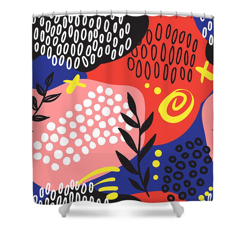 Art Shower Curtain featuring the digital art The Seamless Colorful Pattern With by Ekaterina Bedoeva