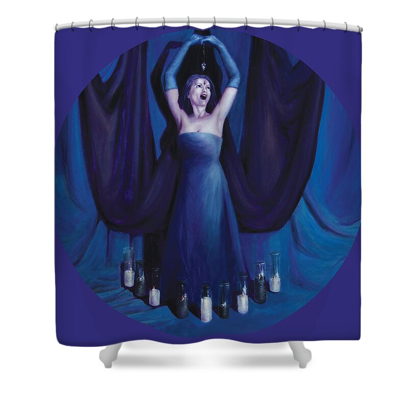 Shelley Irish Shower Curtain featuring the painting The Seer by Shelley Irish