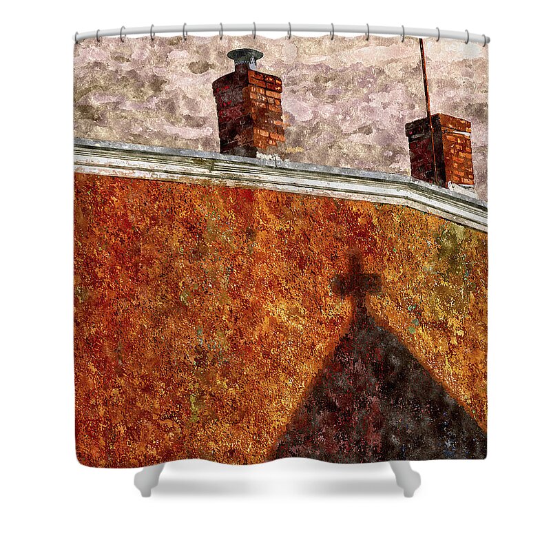 Church Shower Curtain featuring the painting The Shadow of the Church by Rick Mosher