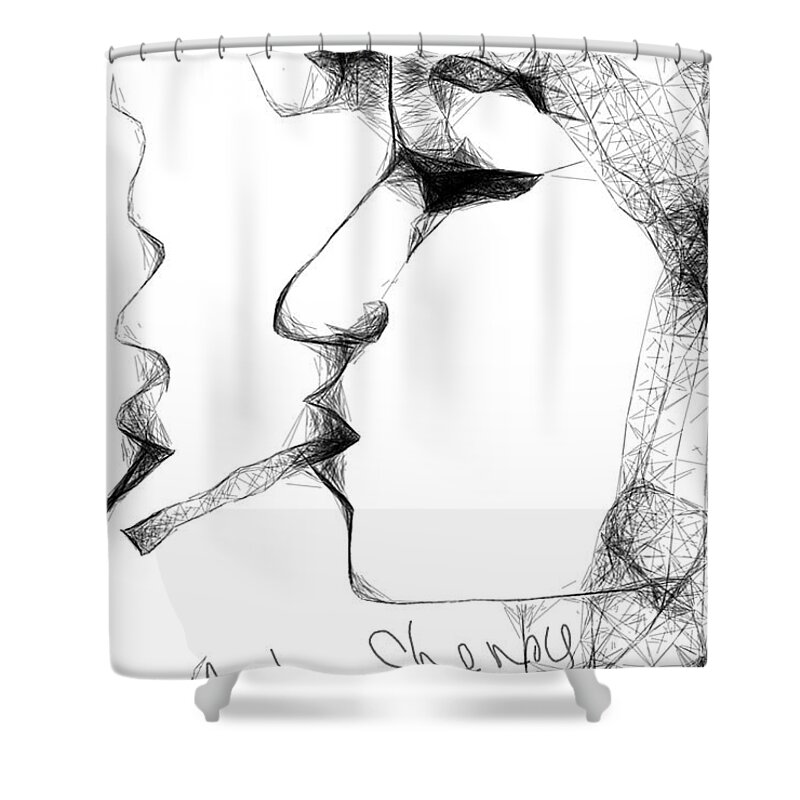 Smoking Girl Shower Curtain featuring the painting The smoke by Asha Sudhaker Shenoy