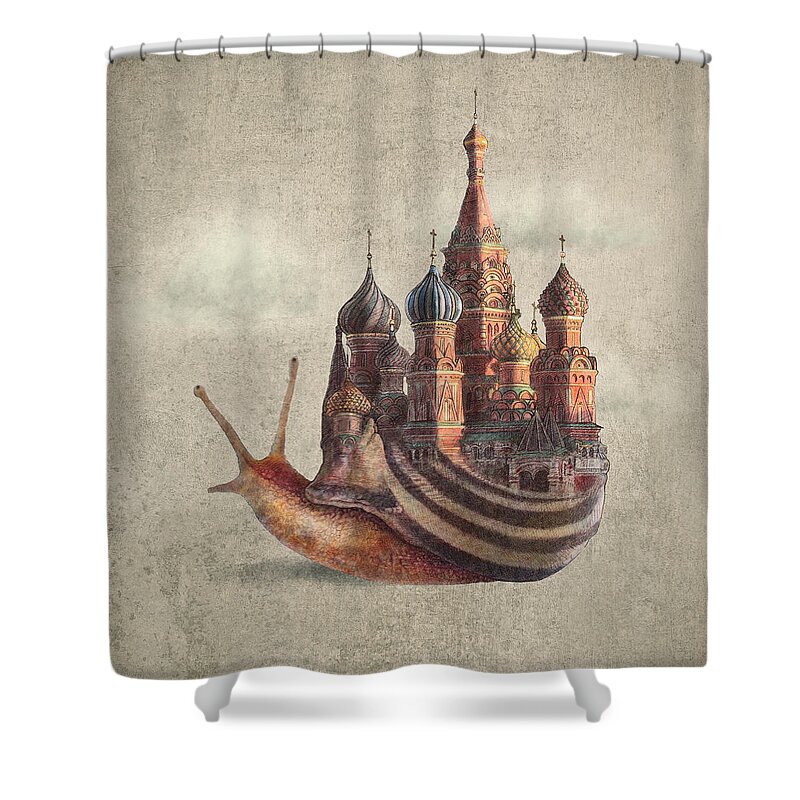 Snail Shower Curtain featuring the drawing The Snail's Daydream by Eric Fan