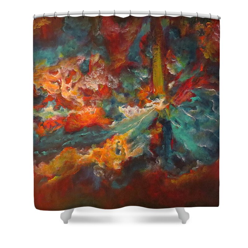 Abstract Shower Curtain featuring the painting The Source by Soraya Silvestri