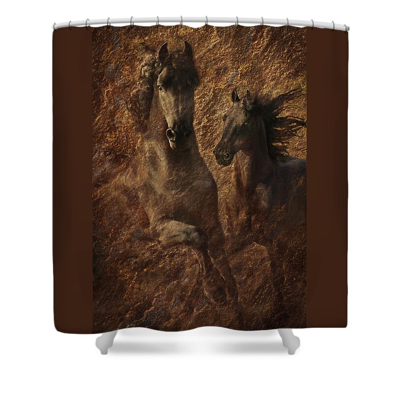 Dynamic Horses Shower Curtain featuring the photograph The Spirit of Black Sterling by Melinda Hughes-Berland