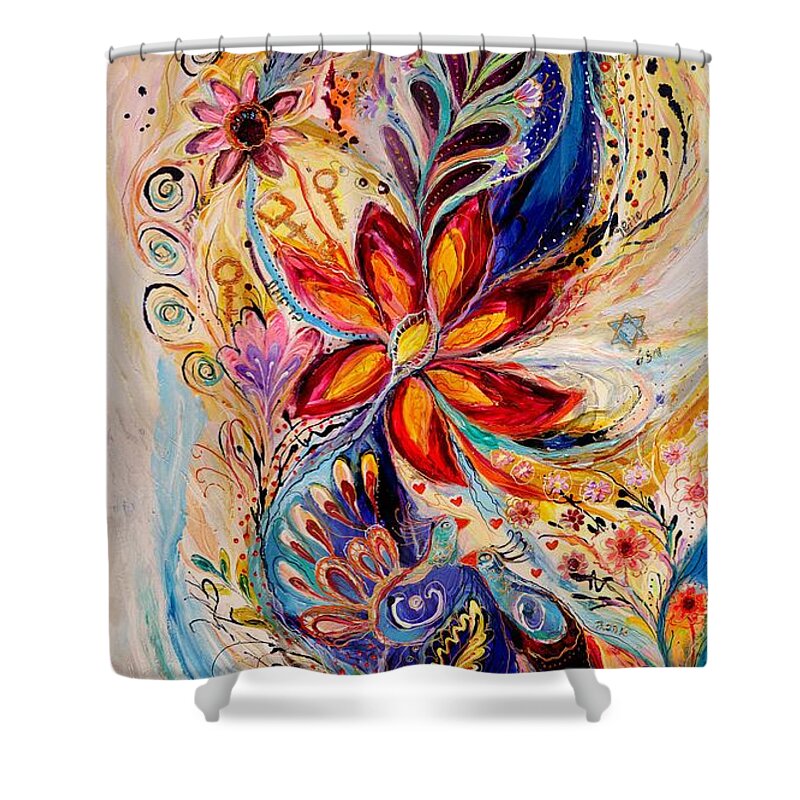 Modern Jewish Art Shower Curtain featuring the painting The Splash Of Life 5 by Elena Kotliarker