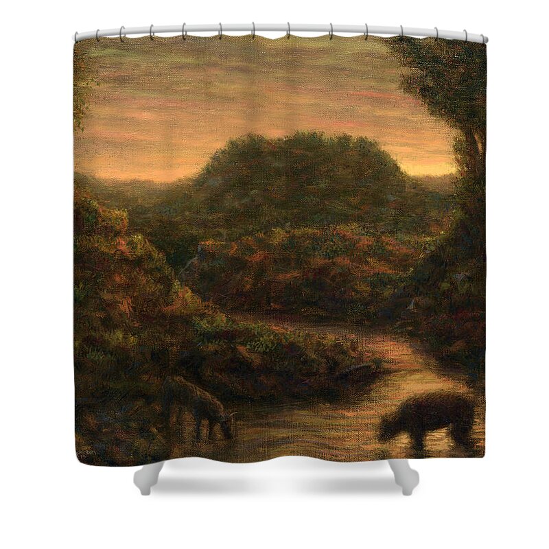 Stream Shower Curtain featuring the painting The Stream by James W Johnson