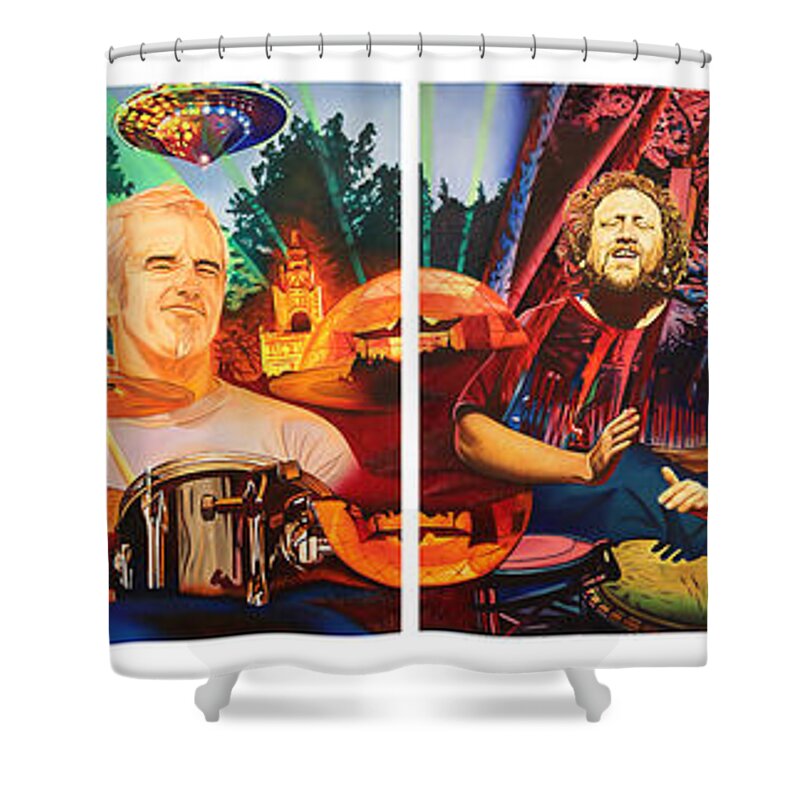 The String Cheese Incident Shower Curtain featuring the painting The String Cheese Incident at Horning's Hideout by Joshua Morton