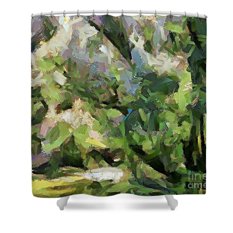 Season Shower Curtain featuring the painting The Swamp - Wetlands by Dragica Micki Fortuna