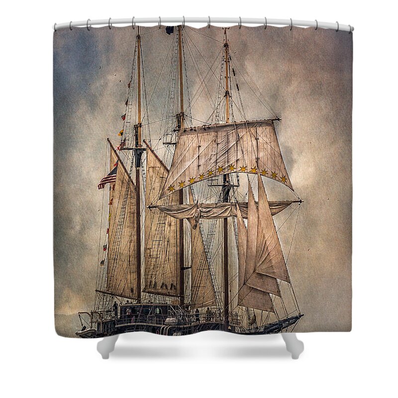 Boats Shower Curtain featuring the photograph The Tall Ship Peacemaker by Dale Kincaid