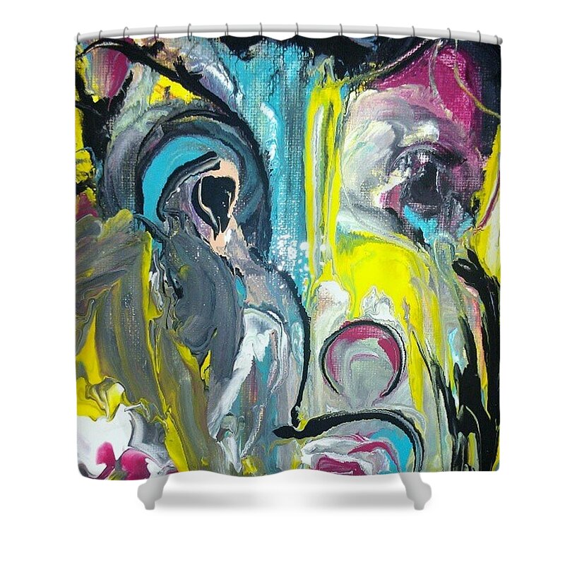 Terrier Shower Curtain featuring the painting The Terrier by Kelly M Turner