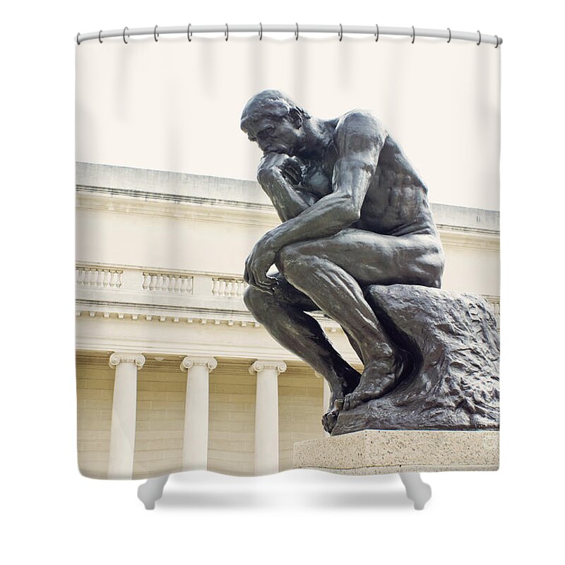 Sculpture Shower Curtain featuring the photograph The Thinker by Cindy Garber Iverson