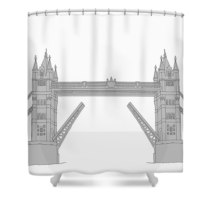 Drawbridge Shower Curtain featuring the digital art The Tower Bridge by Malte Mueller