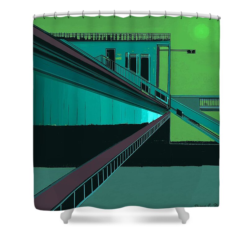 Paintings On Canvas Shower Curtain featuring the painting The Train Station Number 17 by Diane Strain