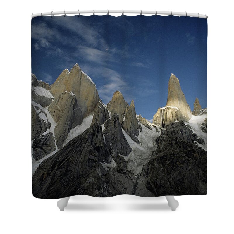 Asia Shower Curtain featuring the photograph The Trango Towers, Karakoram Mountains by Ace Kvale