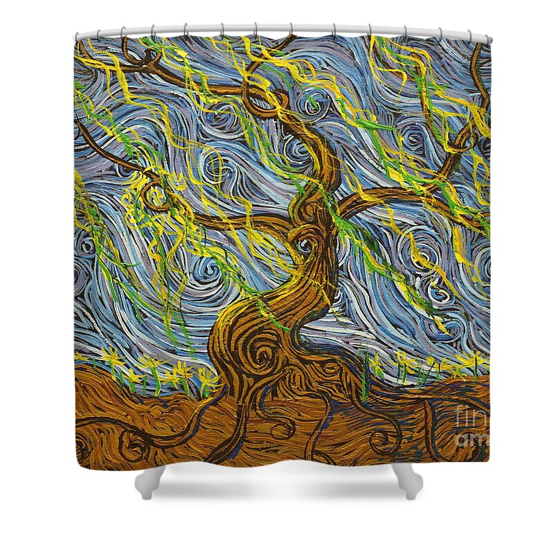 Impressionism Shower Curtain featuring the painting The Tree Have Eyes by Stefan Duncan