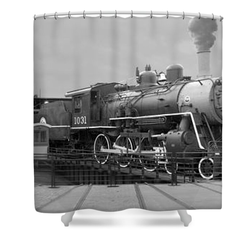 Transportation Shower Curtain featuring the photograph The Turntable and Roundhouse by Mike McGlothlen