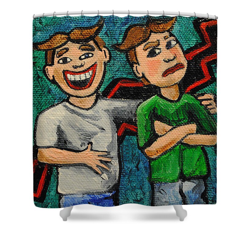 Tillie Shower Curtain featuring the painting The Twin Split by Patricia Arroyo