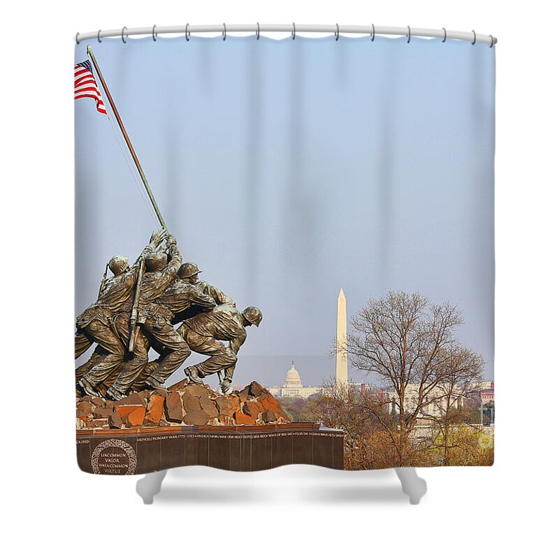 Us Marine Corps Memorial Shower Curtain featuring the photograph The US Marine Corps Memorial 1140 by Jack Schultz
