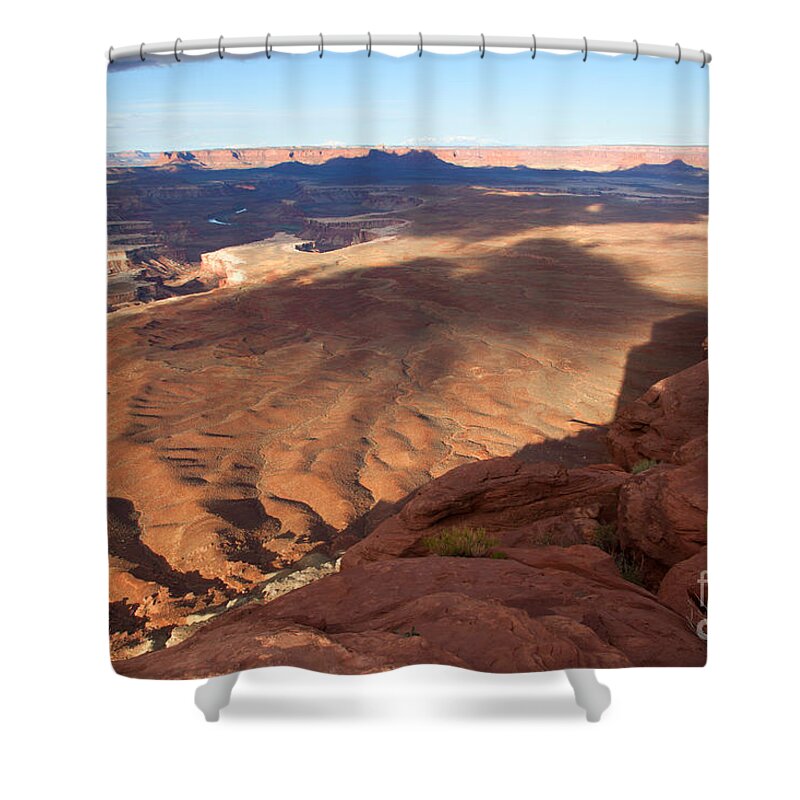 Canyon Lands Shower Curtain featuring the photograph The Valley so Low by Jim Garrison