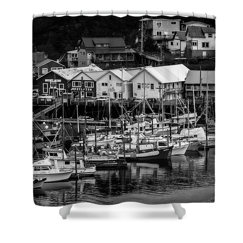 2008 Shower Curtain featuring the photograph The Village Pier by Melinda Ledsome