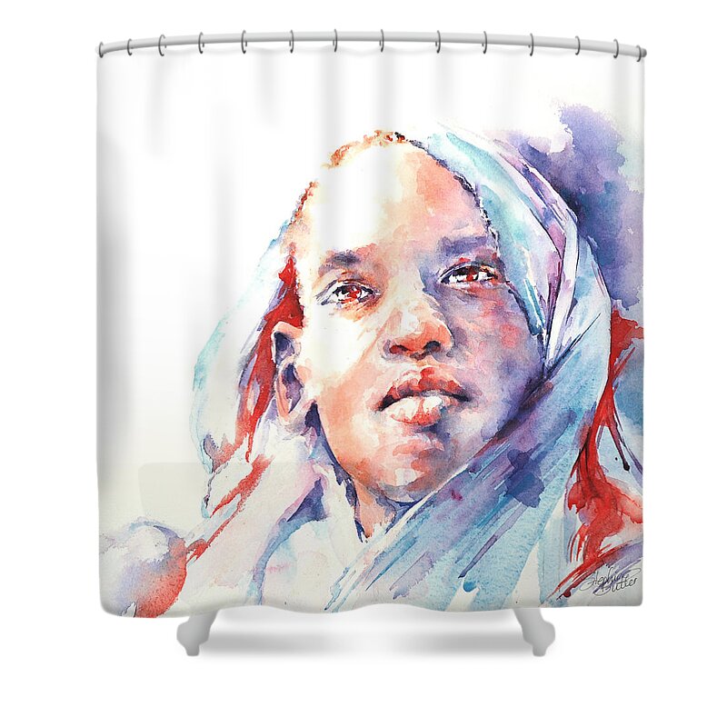 Africa Shower Curtain featuring the painting The Visionary by Stephie Butler