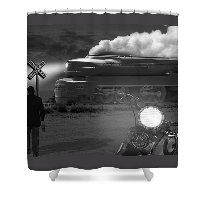 Transportation Shower Curtain featuring the photograph The Wait - Panoramic by Mike McGlothlen