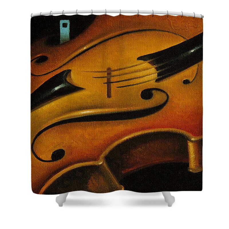 Violin Shower Curtain featuring the painting The Warmth of a Violin by T S Carson