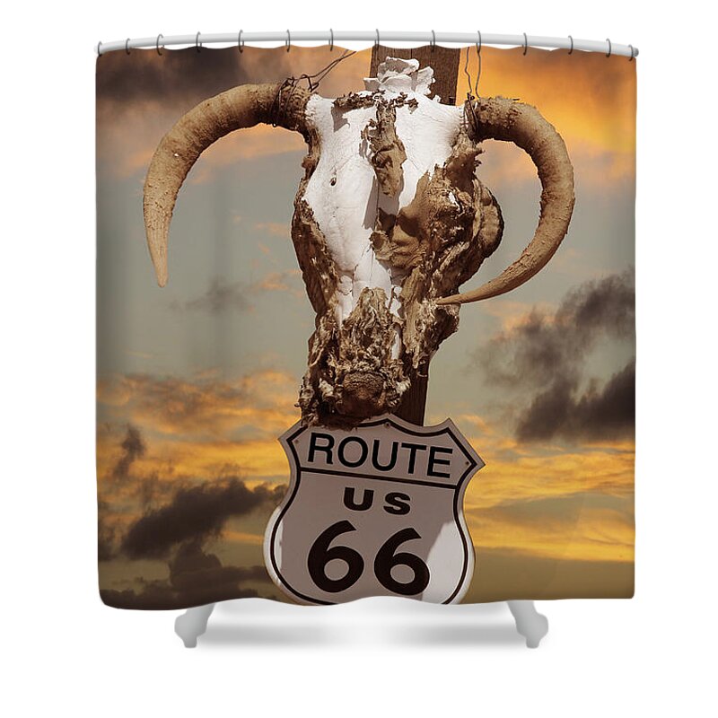 Route 66 Shower Curtain featuring the photograph The Warmth of Route 66 by Mike McGlothlen