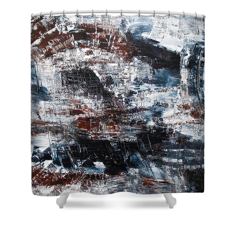 Abstract Shower Curtain featuring the painting The Water Course Way by Janice Nabors Raiteri