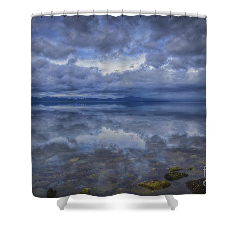Rocks Shower Curtain featuring the photograph The Waters Beneath by Mitch Shindelbower