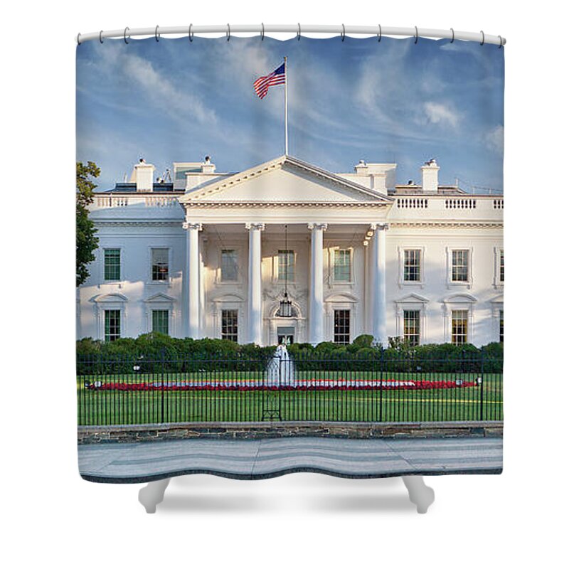 Flowerbed Shower Curtain featuring the photograph The White House by Caroline Purser