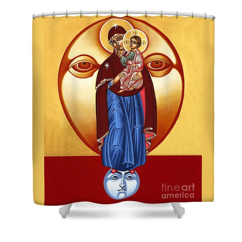 The Woman Clothed With The Sun Shower Curtain featuring the painting The Woman Clothed With the Sun 099 by William Hart McNichols