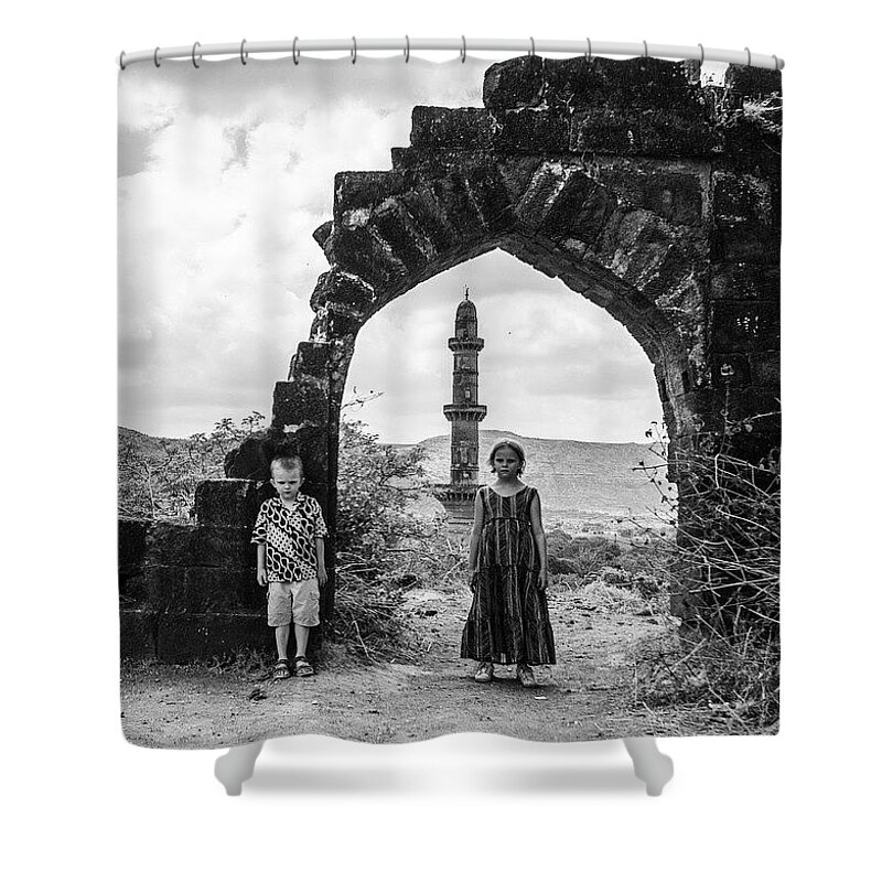 Missions Shower Curtain featuring the photograph These Two Are My Heroes. They Are by Aleck Cartwright