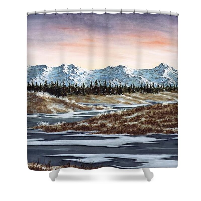 Landscapes Shower Curtain featuring the painting Thin Ice by Rick Bainbridge