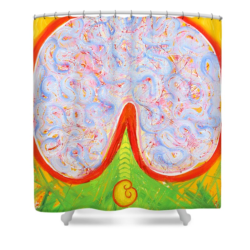 Brain Shower Curtain featuring the painting Think with your heart by Anne Cameron Cutri