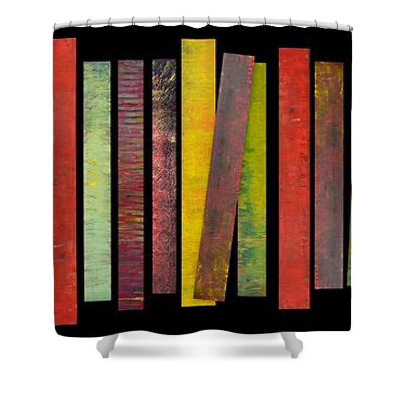 Original Art Shower Curtain featuring the painting Thirty Stripes 1.0 by Michelle Calkins