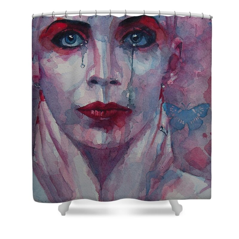 Annie Lennox Shower Curtain featuring the painting This is the Fear This is the Dread These are the contents of my Head by Paul Lovering