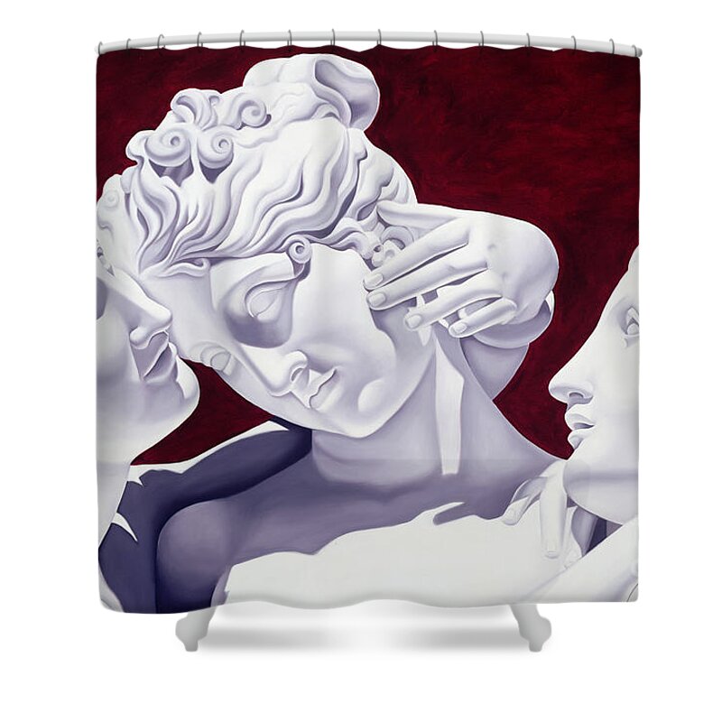 Three Shower Curtain featuring the sculpture Three Graces by Catherine Abel