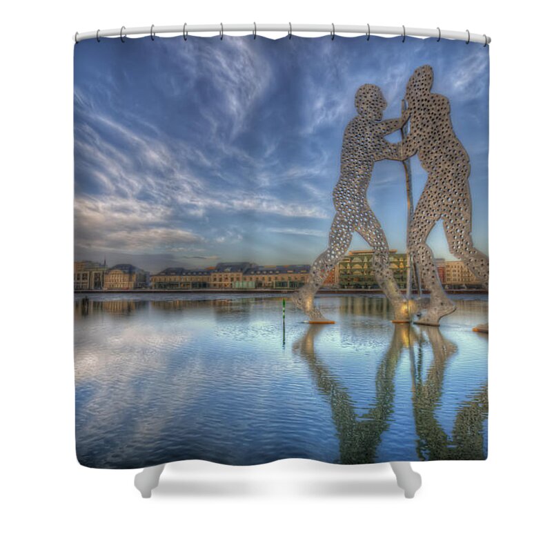 Architecture Shower Curtain featuring the digital art Three holey men by Nathan Wright