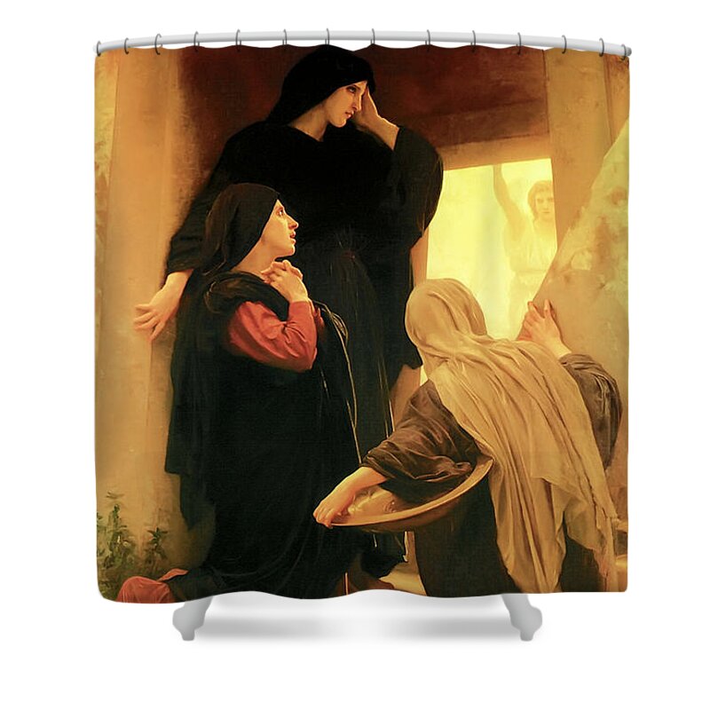 William Adolphe Bouguereau Shower Curtain featuring the painting Three Marys at the Tomb by William Adolphe Bouguereau