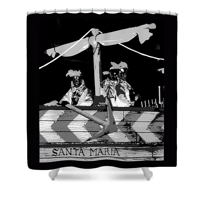 Computer Graphics Shower Curtain featuring the photograph Three Maskers in Black and White by Marian Bell