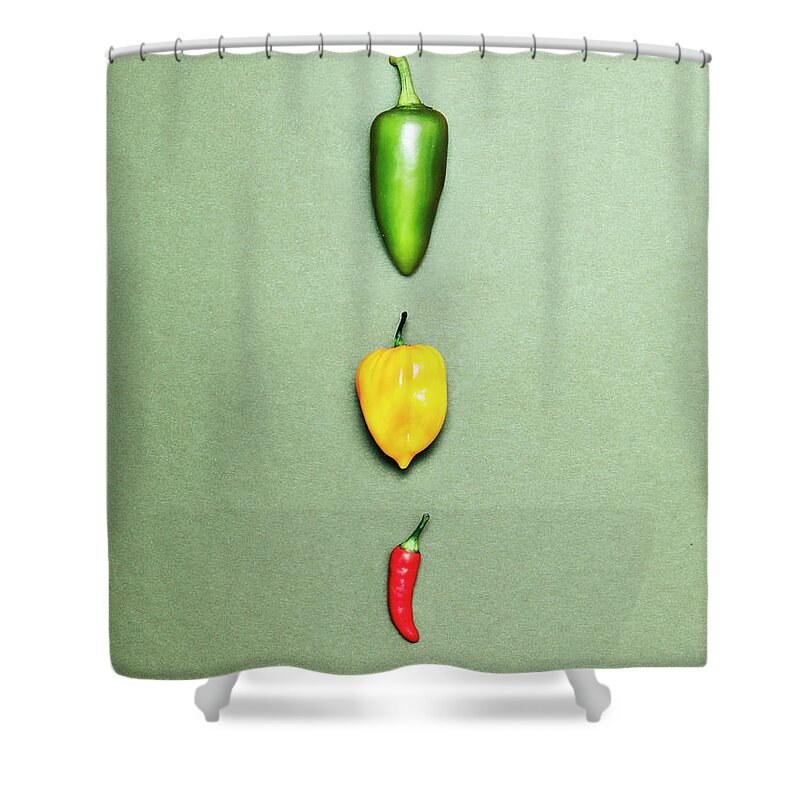 Copenhagen Shower Curtain featuring the photograph Three Peppers by Henrik Sorensen