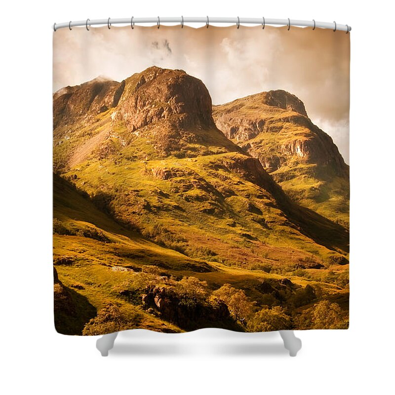 Jenny Rainbow Fine Art Photography Shower Curtain featuring the photograph Three Sisters. Glencoe. Scotland by Jenny Rainbow