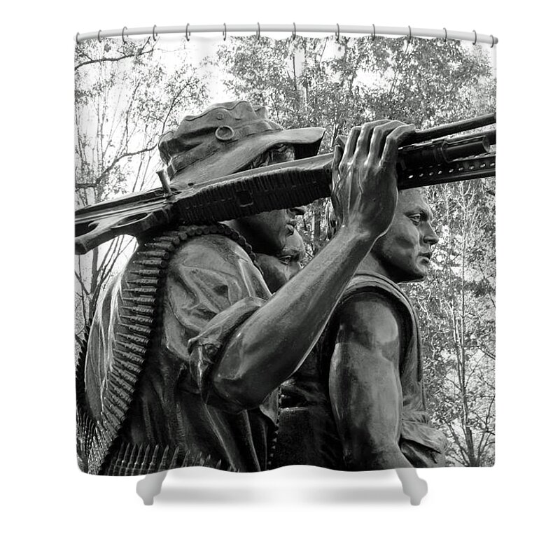 Three Shower Curtain featuring the photograph Three Soldiers In Vietnam by Cora Wandel