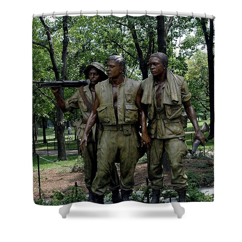 Usa Shower Curtain featuring the photograph Three Soldiers by LeeAnn McLaneGoetz McLaneGoetzStudioLLCcom